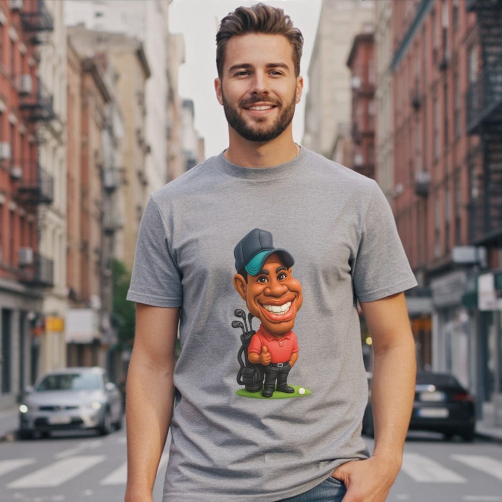 Cartoon Golfer Character Graphic Tee Shirt Apparel