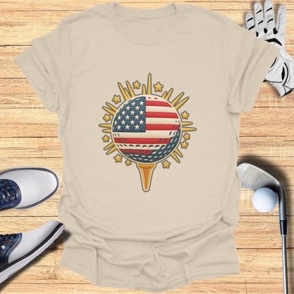Patriotic American Flag Golf Ball Tee Shirt