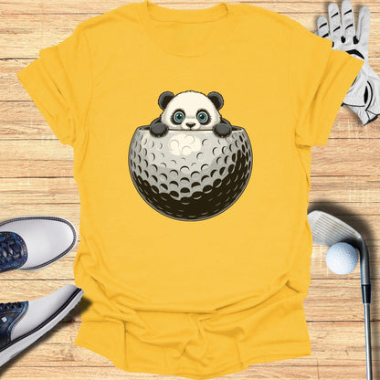 Cute Panda Peeking Out of Golf Ball T-Shirt