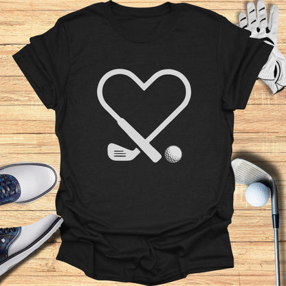 Heart and Golf Club Graphic Printed T-shirt