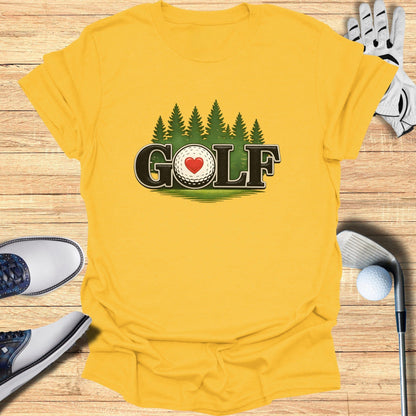 Golf Heart Design with Trees Printed T-shirt