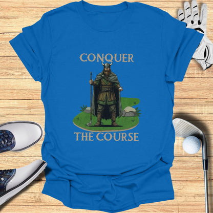 Conquer The Course Viking Golfer Graphic Tee Shirt