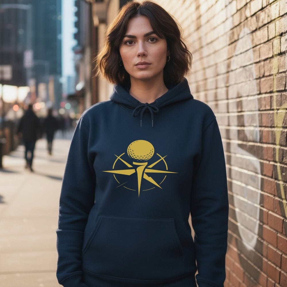 Stylish Hoodie with Eye-Catching Golden Golf Ball Design