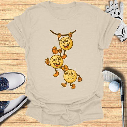 Funny Hanging Emoji Faces Graphic Casual T-Shirt