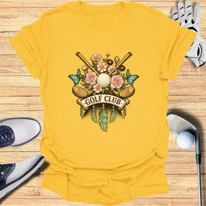 Floral Golf Club Design Graphic Tee Shirt