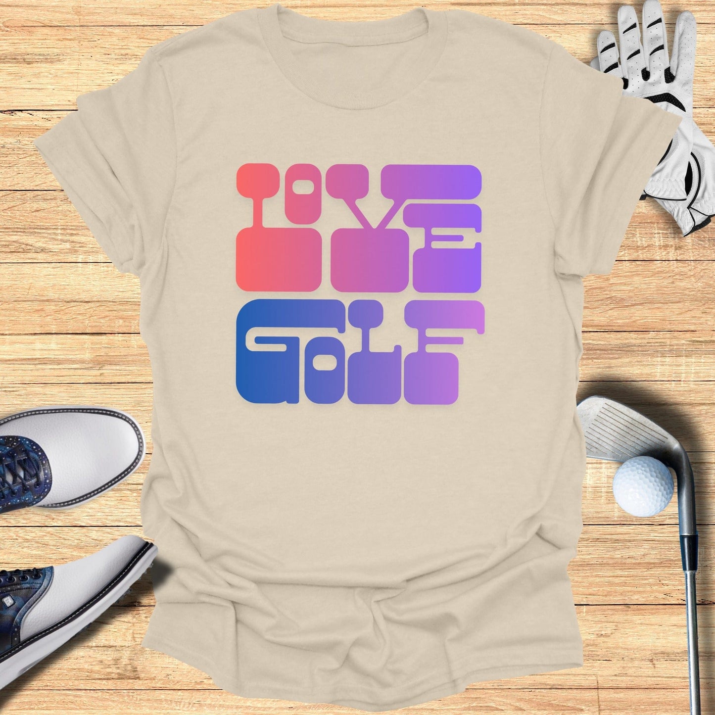 Love Golf Retro Gradient Text T-shirt