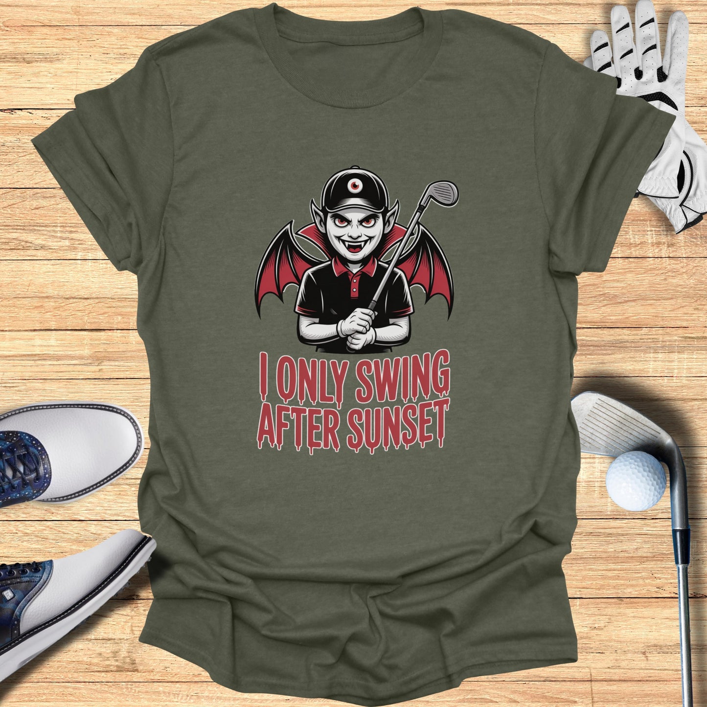 I Only Swing After Sunset Fun Halloween Golf T-shirt product