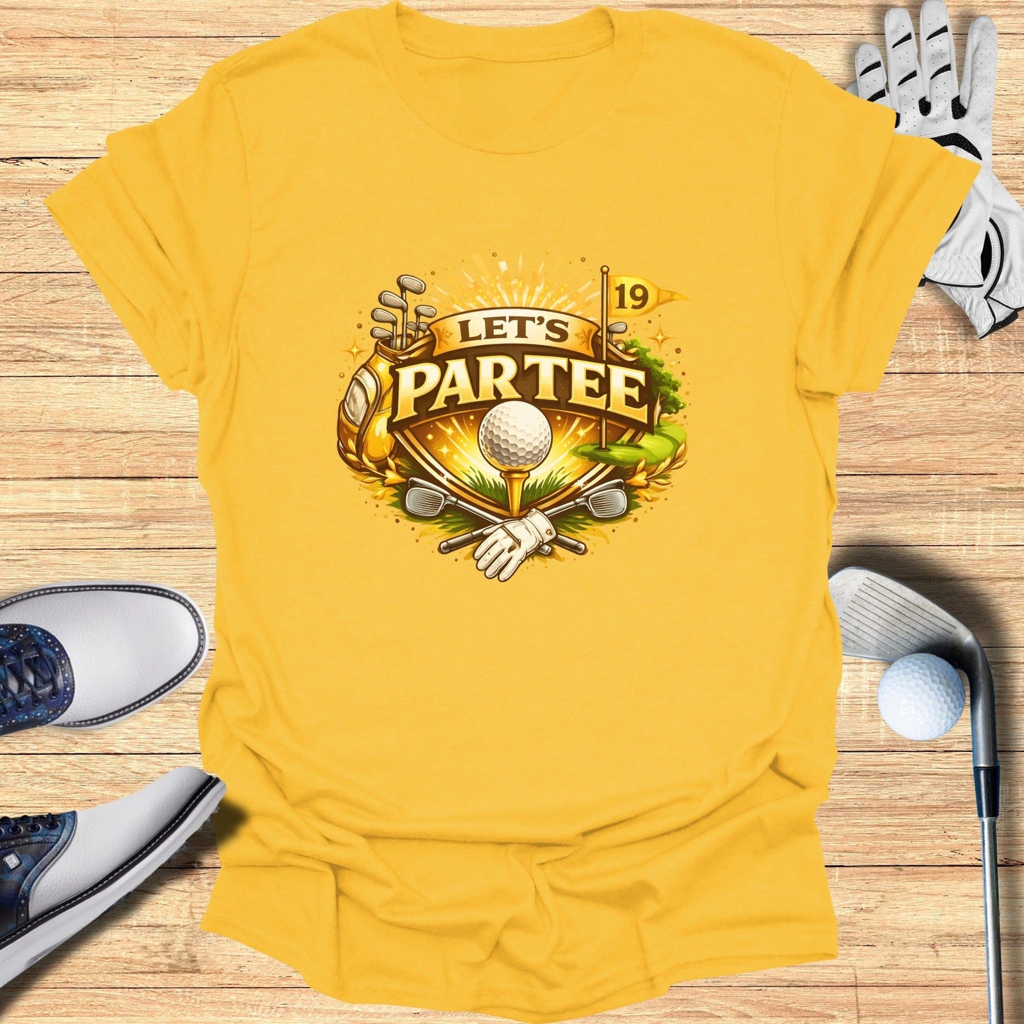 Let's Partee Graphic Casual Yellow Tee Shirt
