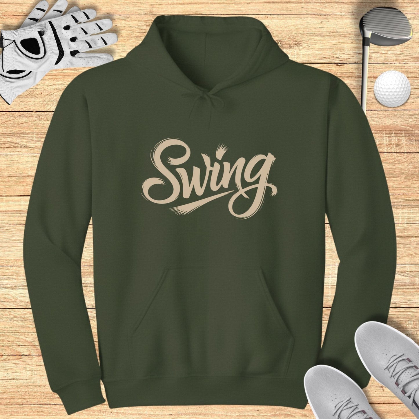 Swing Print Green Hooded Sweatshirt Sports Apparel