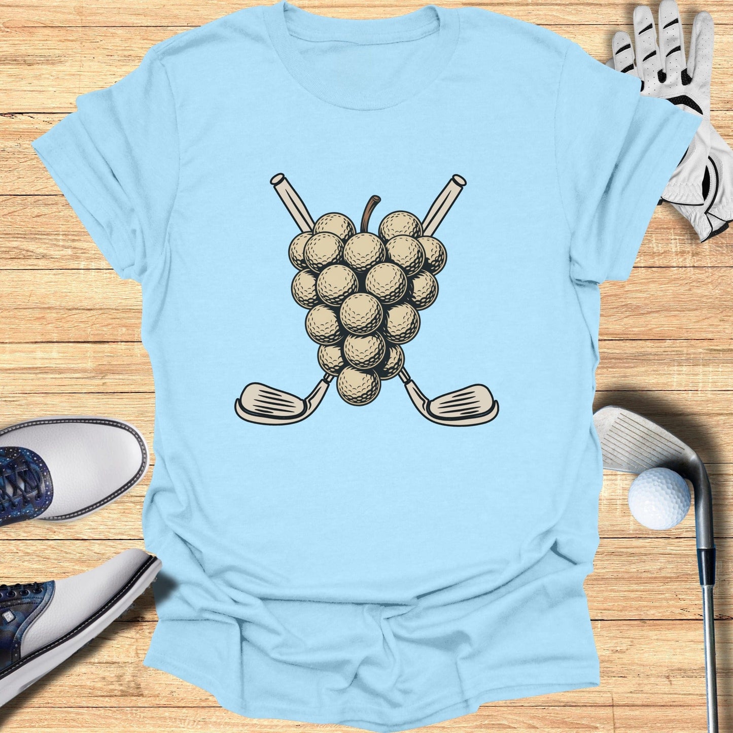 Funny Grapes with Golf Clubs Graphic Tee