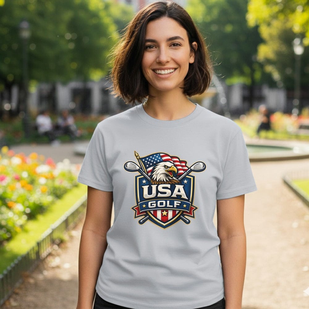 USA Golf Eagle and Flag Print T-Shirt