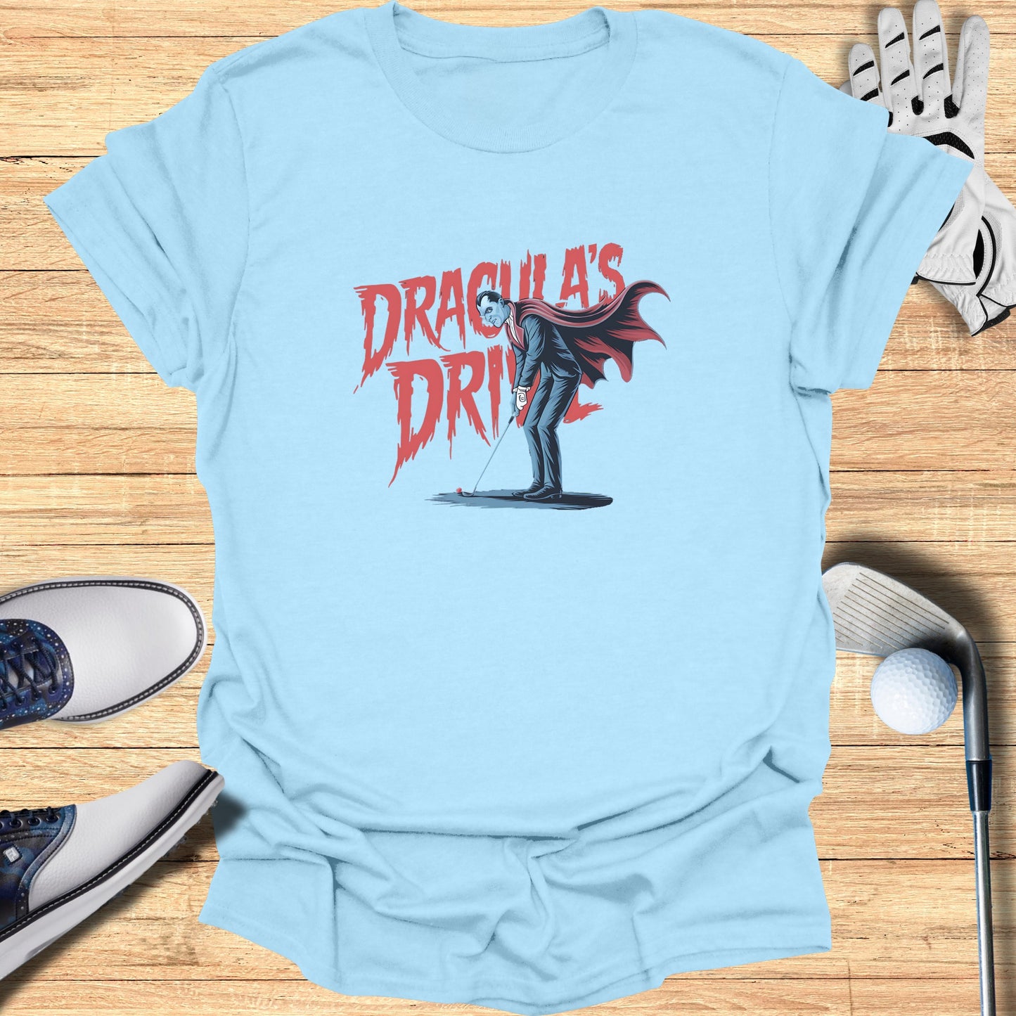 Dracula's Drive Graphic Light Blue Shirt product type