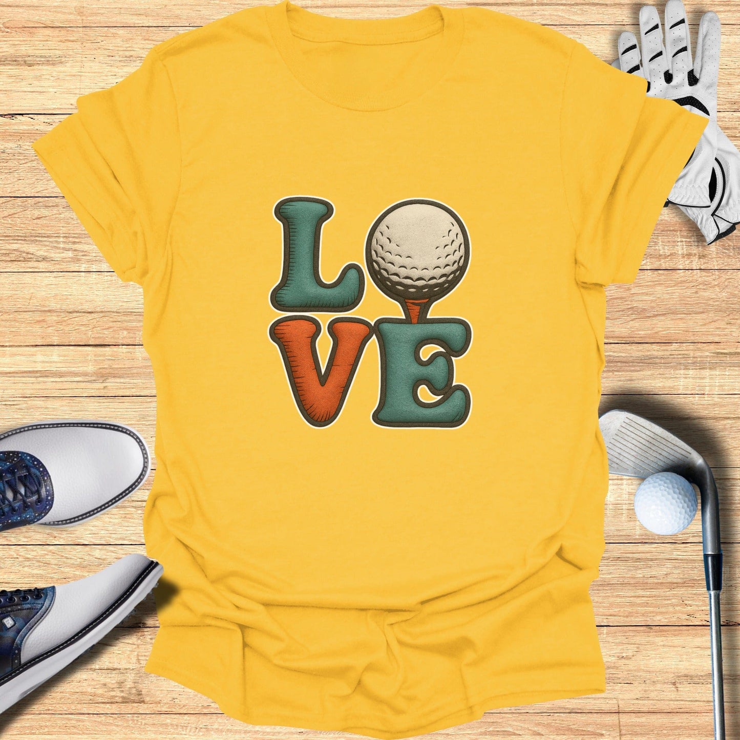 Vintage Style Love Golf Graphic Tee Shirt for Golfers