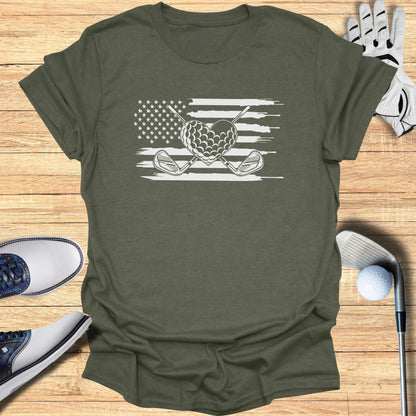 American Flag Golf Themed Graphic T-Shirt