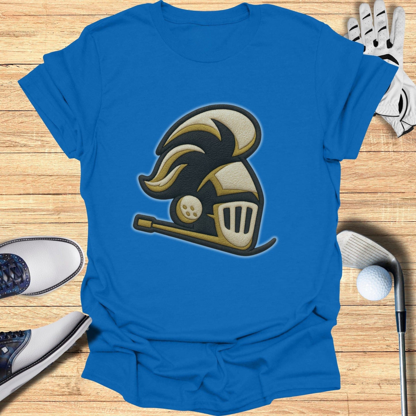 Knight Logo Printed Blue T-Shirt for Golf Enthusiasts