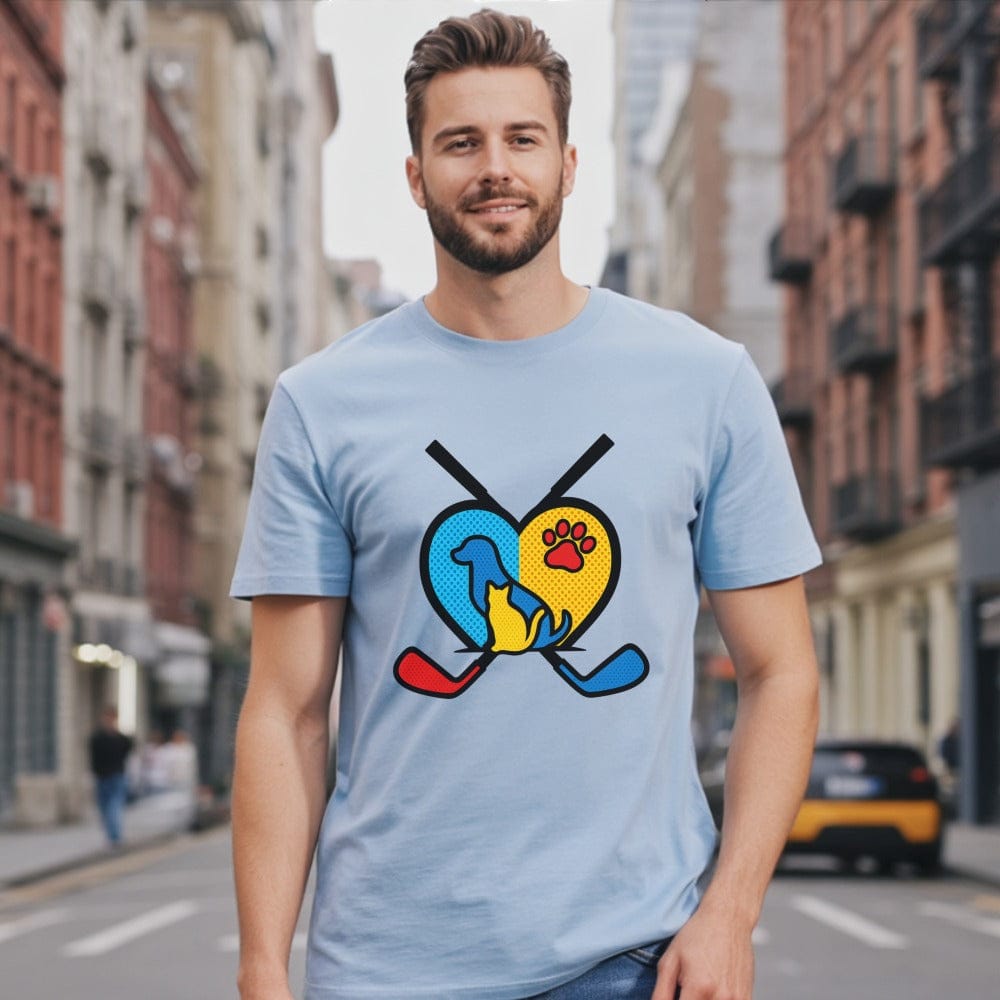 Hockey Sticks Crossed Design With Hearts T-shirt