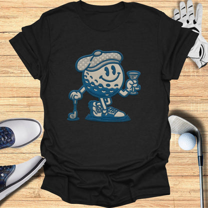 Cartoon Golf Ball Character Graphic Tee Shirt