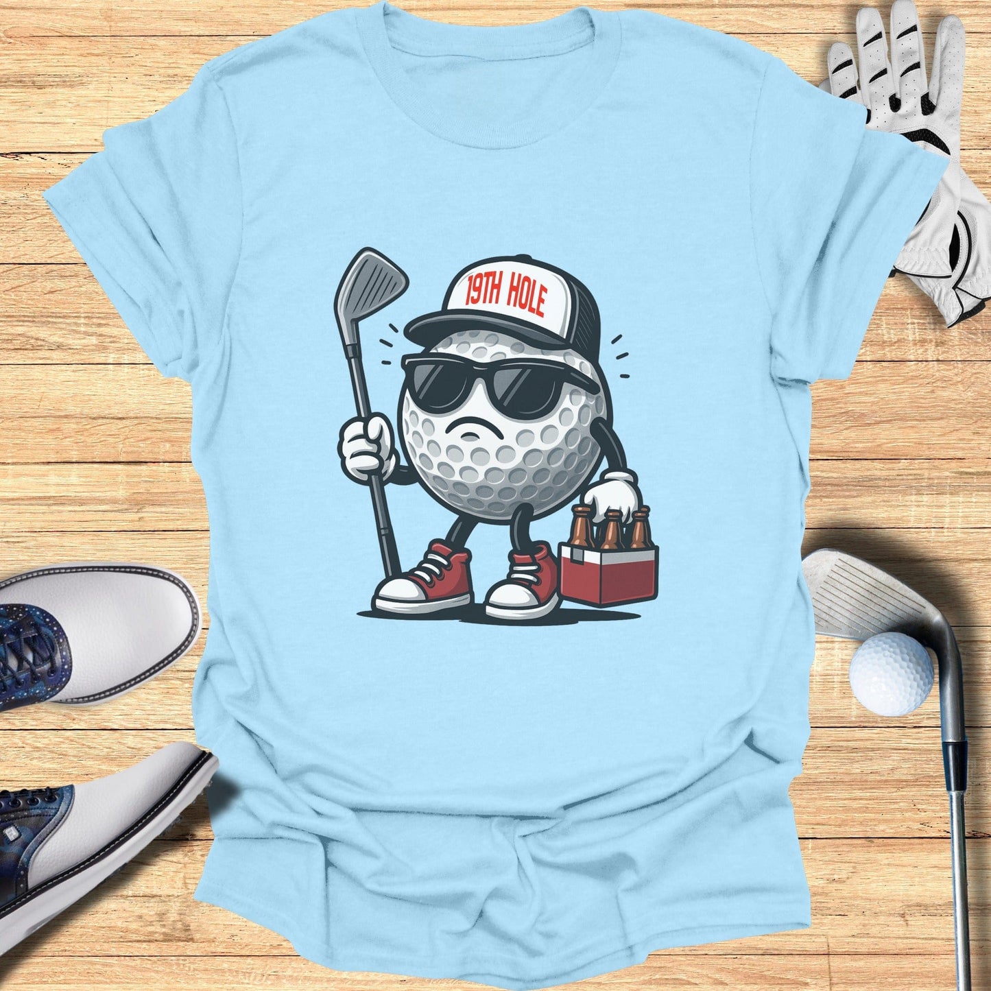 Funny Golf Shirt with 19th Hole Golf Ball Design