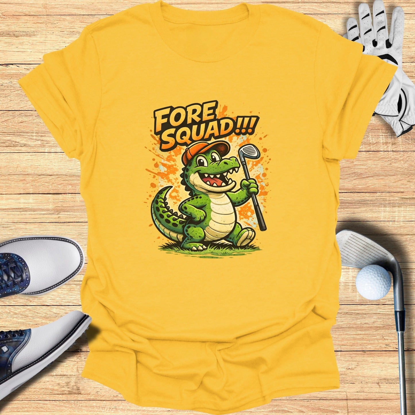 Fore Squad Funny Alligator Golfing T-Shirt Product