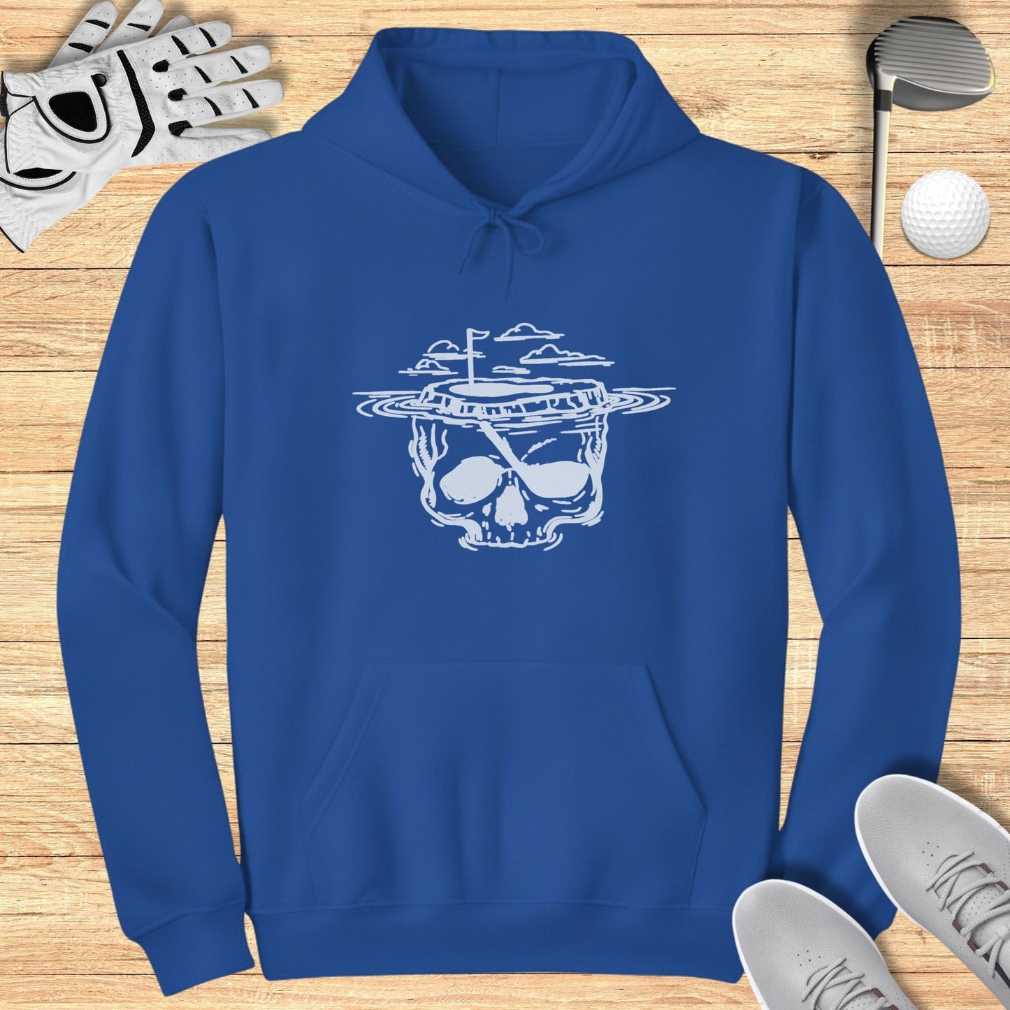 Skull Print Blue Hoodie with Unique Art Design