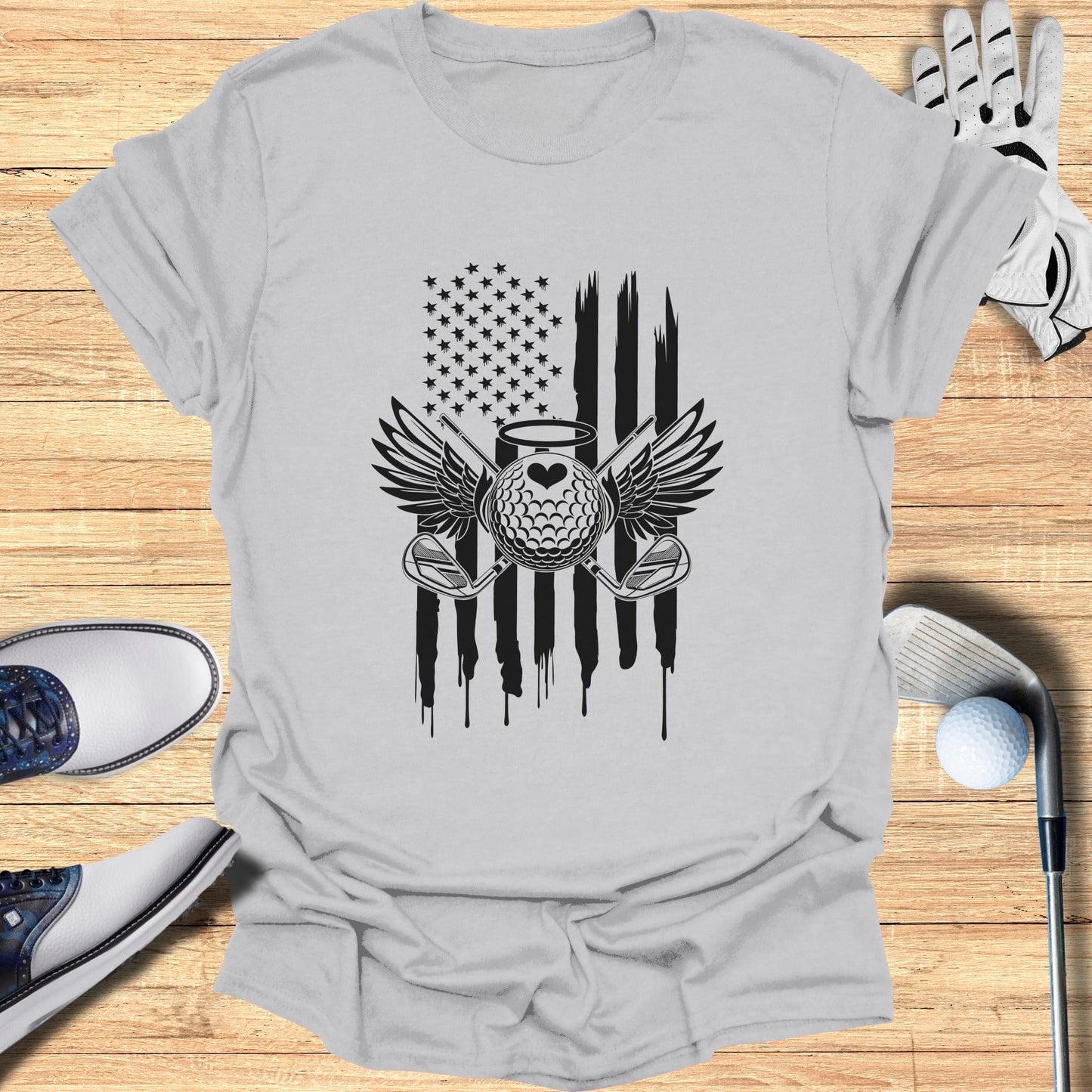 American Flag Eagle with Halo Golf Graphic Tee