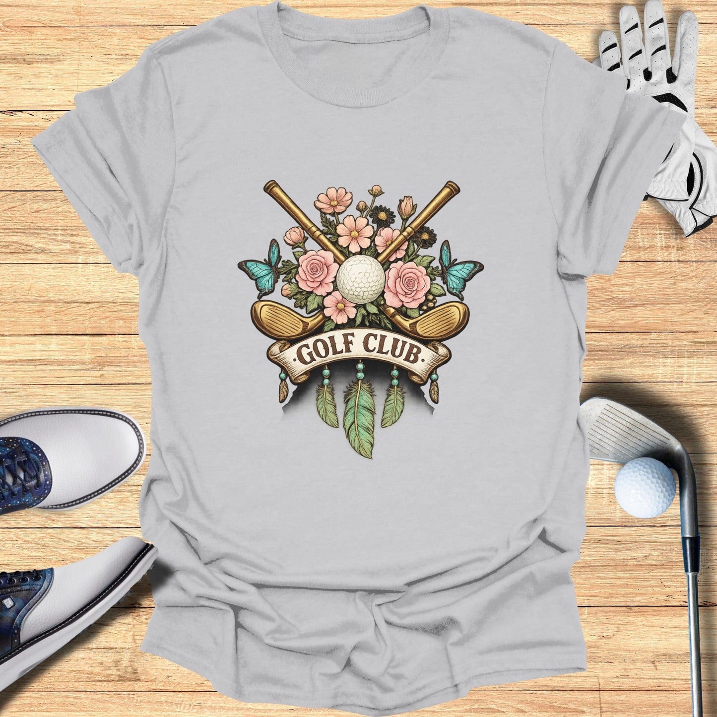 Golf Club Flowers and Butterflies Graphic Tee Product