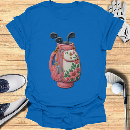 Golf-Theme T-shirt with Floral Bag Graphic Design