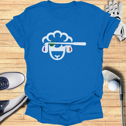 Blue T-Shirt with Graphic of Cool Sheep Design