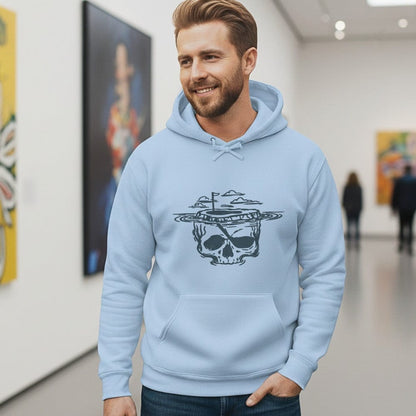 Skull Hoodie with Blue Planet Art for Casual Look
