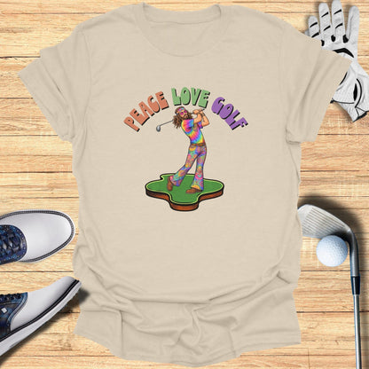 Peace Love Golf Tie-Dye Hippie Design T-Shirt