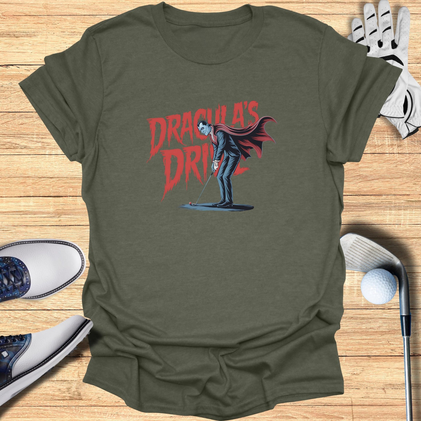 Dracula's Drive Graphic Golf T-Shirt product type