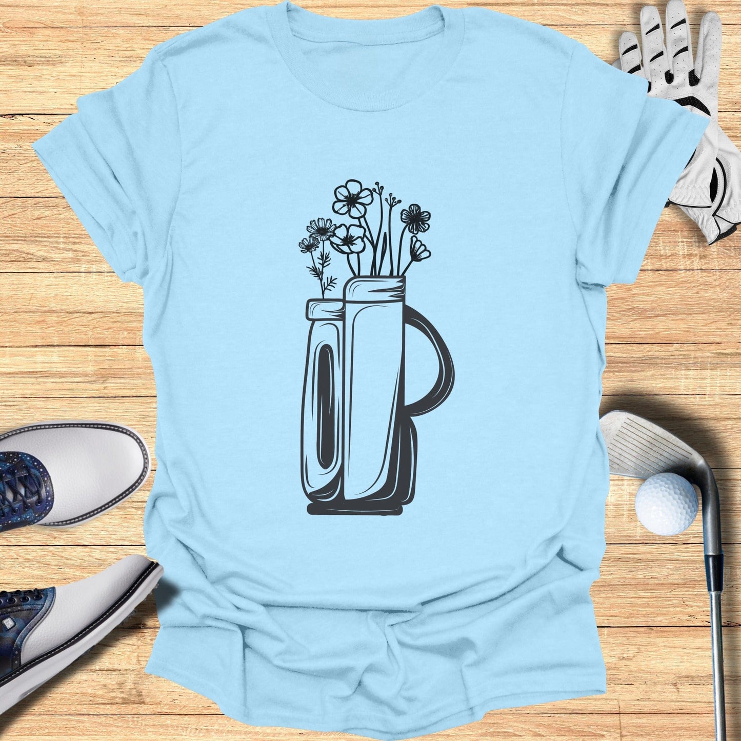 Golf Lover's Floral Mug T-Shirt Golfing Apparel