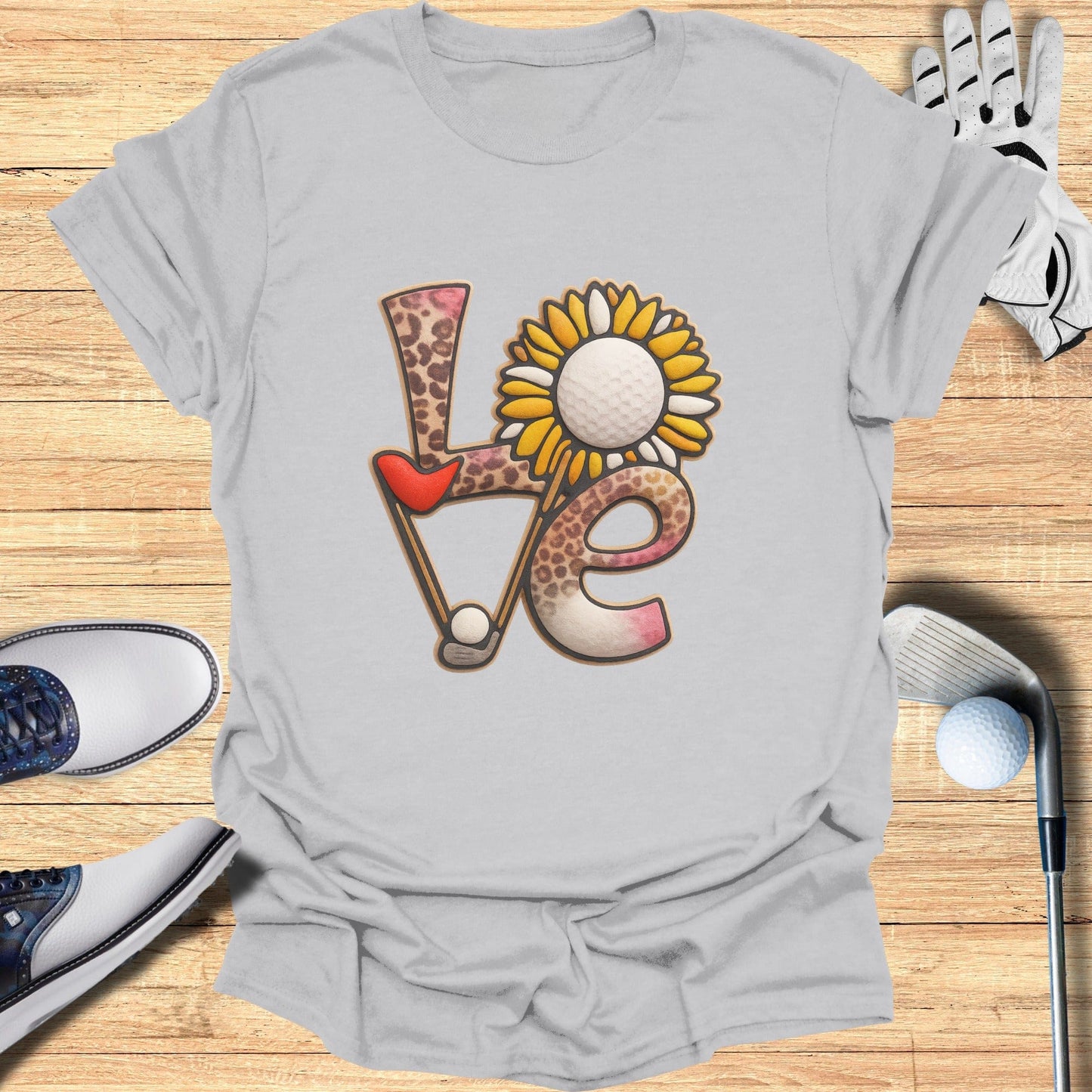 Love Golf Sunflower Graphic Shirt for Golf Enthusiasts