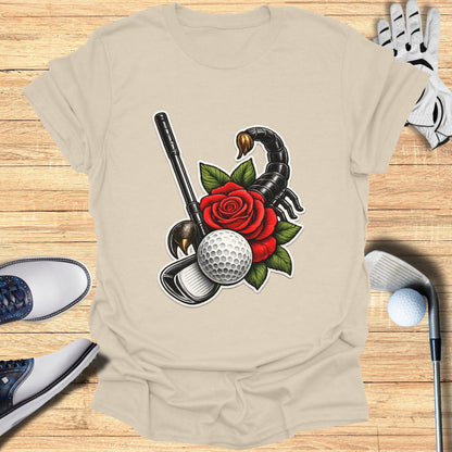 Golf Club Scorpion Rose Graphic Tee for Golf Enthusiasts