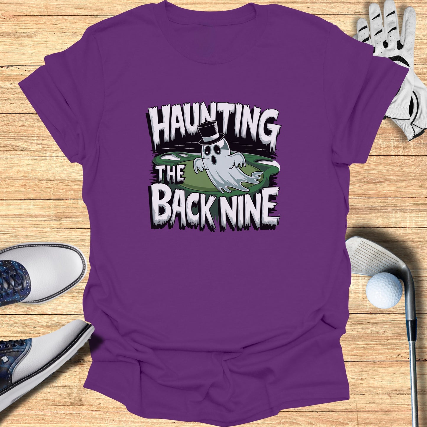 Haunting the Back Nine Graphic Purple Golf T-Shirt product type