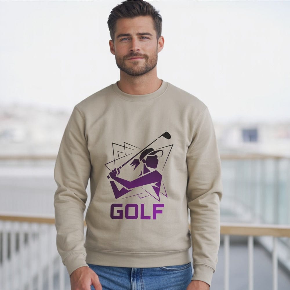 Comfortable Beige Golf Graphic Sweatshirt for Enthusiasts