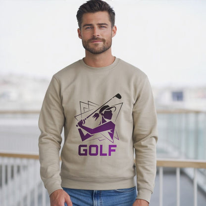 Comfortable Beige Golf Graphic Sweatshirt for Enthusiasts
