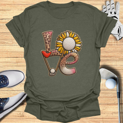 Love Golf Sunflower Leopard Print Women's Shirt