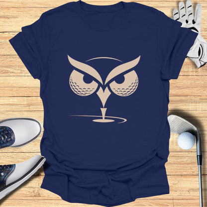 Blue T-shirt with Unique Owl Design Golfing Tee