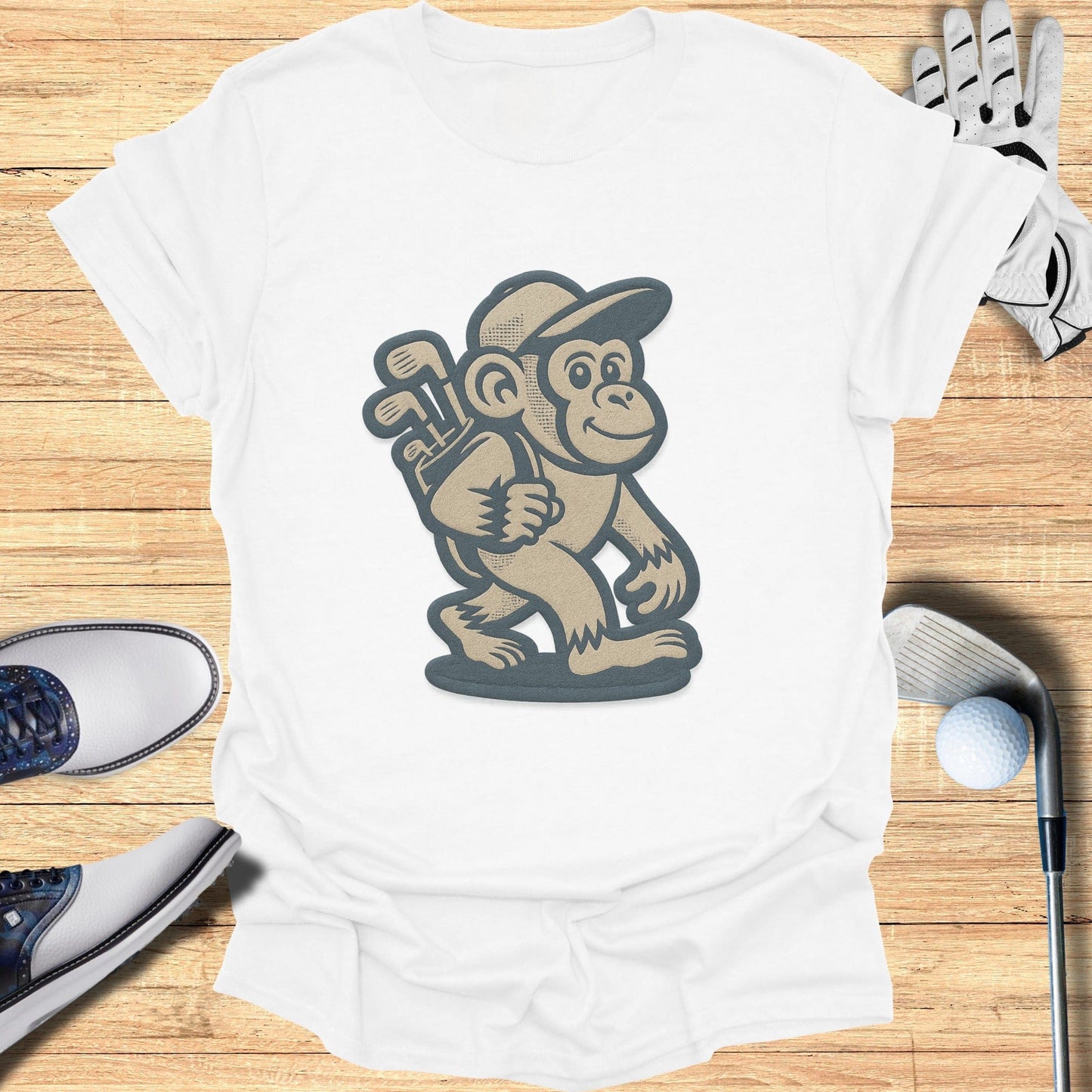 Retro Golfing Monkey T-Shirt Golf Enthusiast Tee
