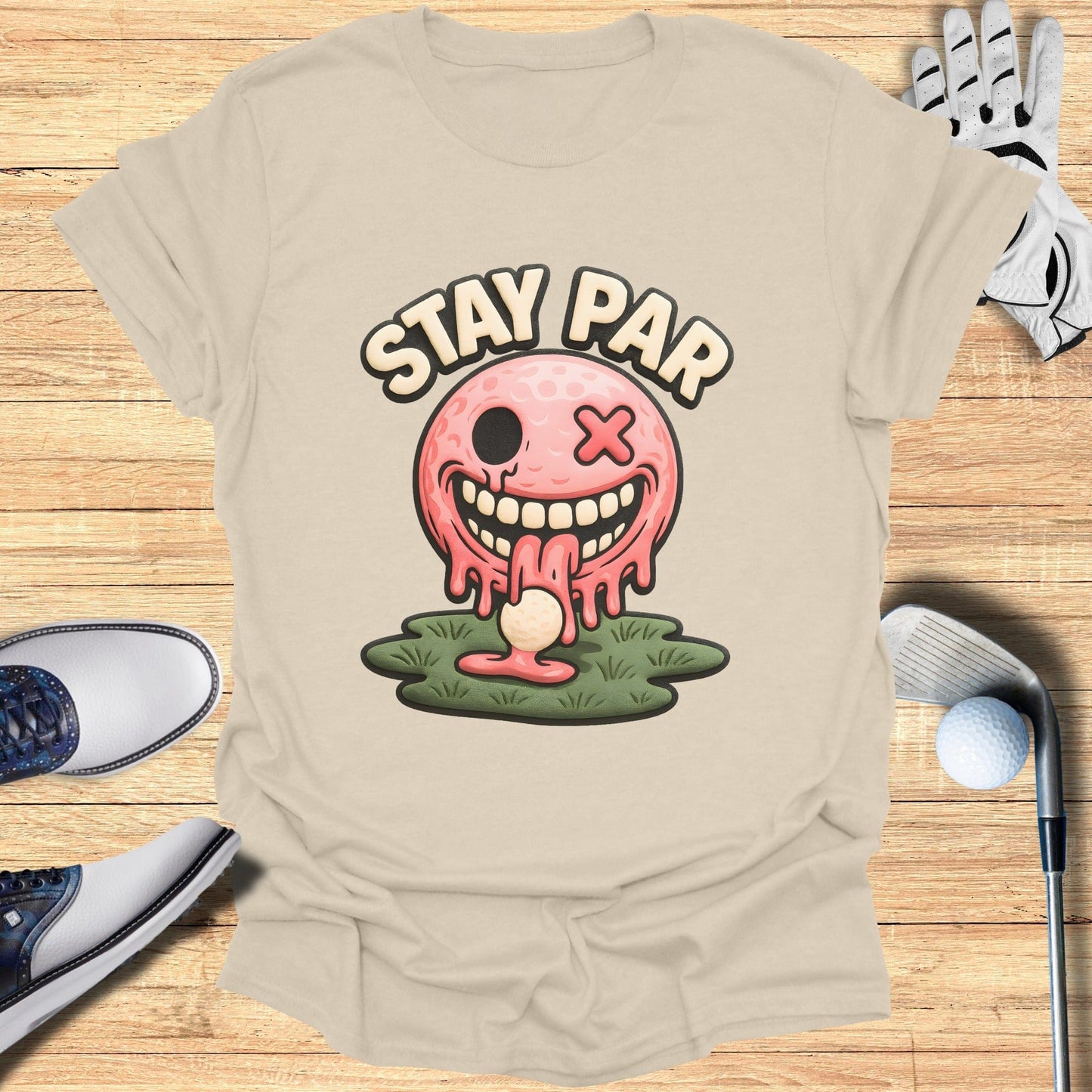Stay Par Fun Cartoon Melting Golf Ball T-shirt