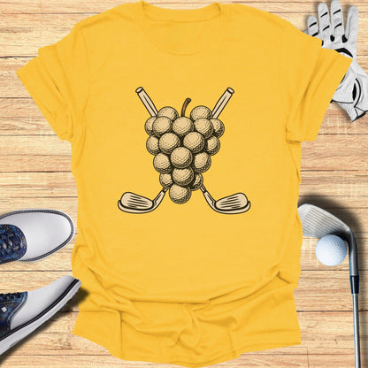 Unique Graphic Yellow Golf and Grapes T-shirt