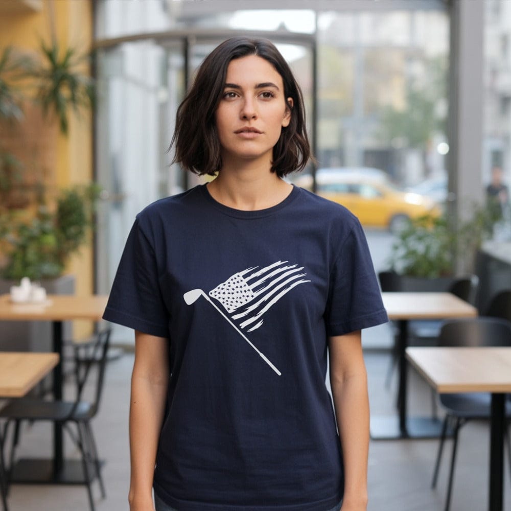 Golf Club Patriotic American Flag Graphic Tee