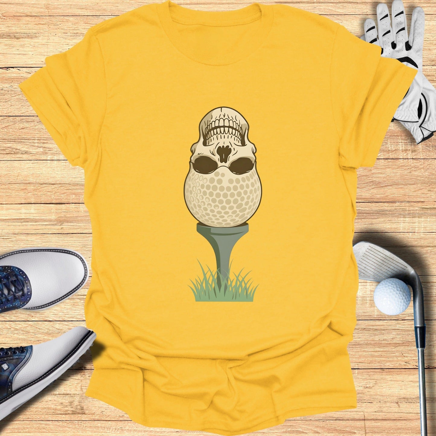 Skull Golf Tee Time Graphic Tee Shirt