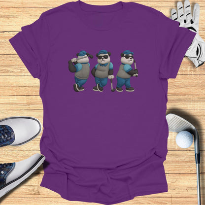 Cartoon Panda Golfers Tee Perfect for Sports Fans