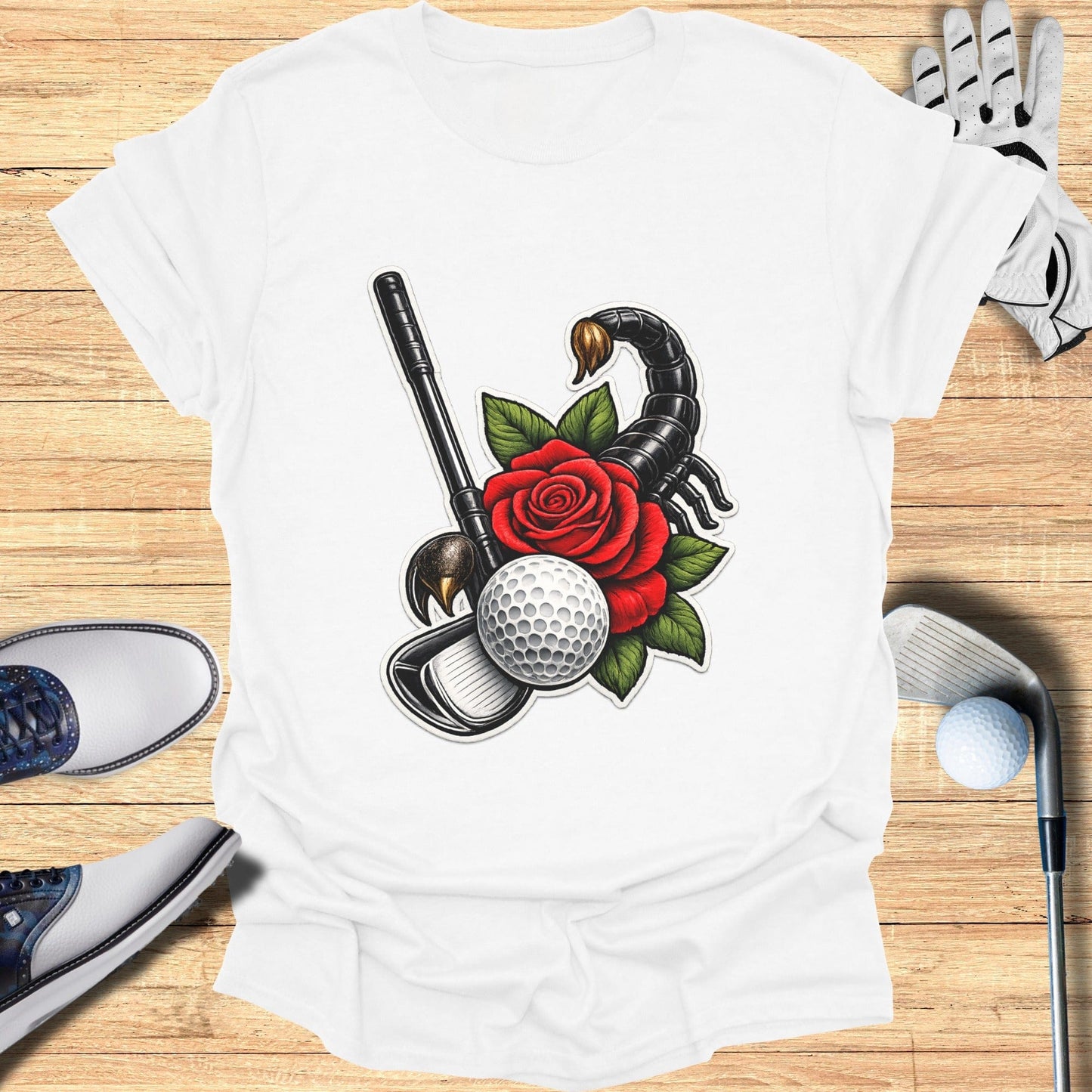 Scorpion Rose Golf Themed Graphic T-Shirt Product