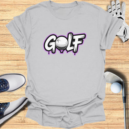 Cartoon Golf Ball Graphic on Grey Tee Shirt