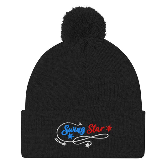 Swing Star Embroidered Golf Pom-Pom Beanie - Funny Golf Tee by Swing Epic