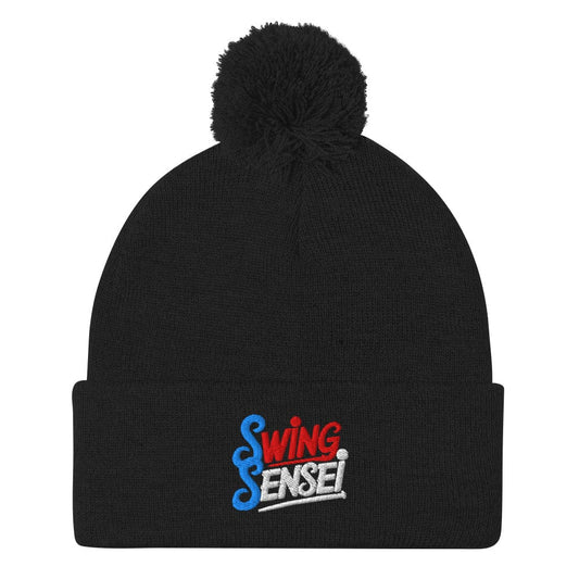 Swing Sensei Embroidered Golf Pom-Pom Beanie - Funny Golf Tee by Swing Epic