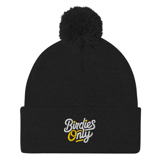 Birdies Only Fun Embroidered Golf Pom-Pom Beanie - Funny Golf Tee by Swing Epic